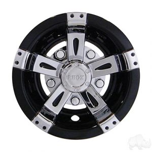 10 Inch Vegas Chrome / Black Wheel Cover available at JBC Golf Carts