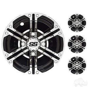 Wheel Cover, SET OF 4, 10" Daytona Chrome with Black
